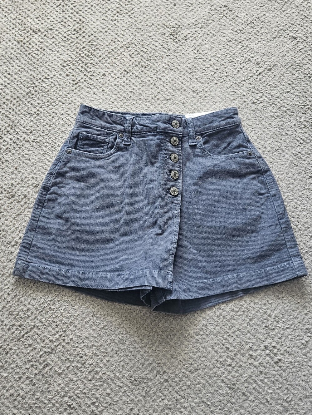 AMERICAN EAGLE Mom Skort Blue Corduroy Comfort Stretch Waistband Size 0 NWT